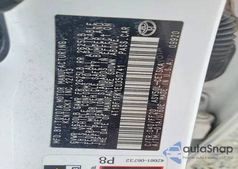 2014 Toyota Camry L z USA, uszkodzony, nr VIN 4T1BF1FK1EU350741